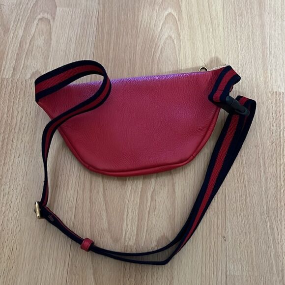 ❤️NWOT Gucci Belt Grained Logo Hibiscus Red Calfskin Cross Body Bag - Picture 11 of 14
